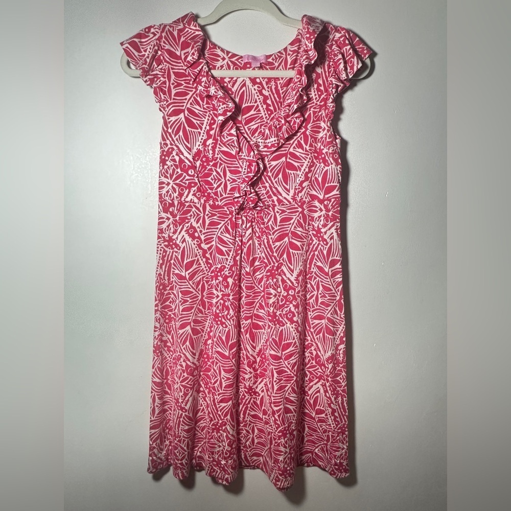 Lilly Pulitzer Clare Ruffle Floral Silk Blend Sleeveless Resort Dress Size Small